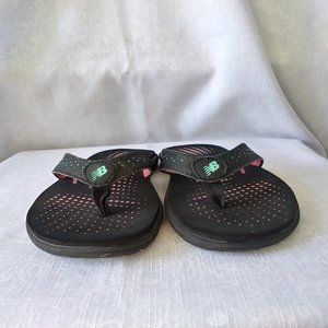 New Balance flip flops black teal and pink womens size 5
